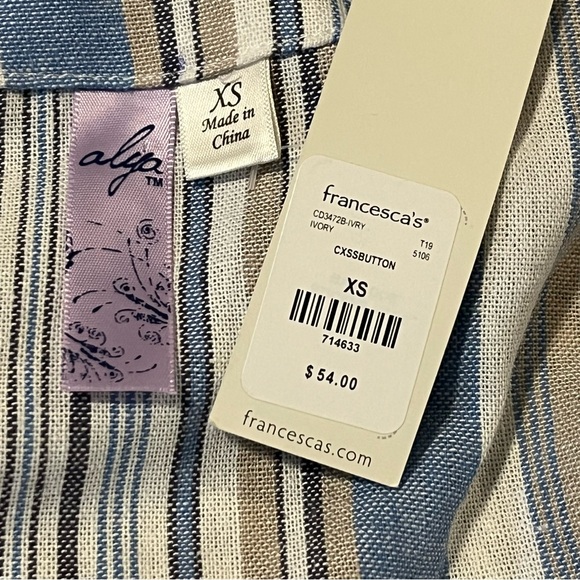 Francesca's Alya Button Front Midi Dress XS Tie Sleeve Cottagecore Prairie NWT - Picture 4 of 6